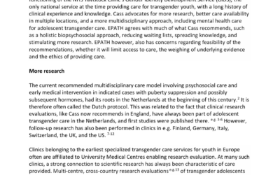 Response Cass Review on Transgender Care for Adolescents